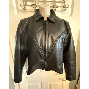 Frontier Leathers Moto Jacket WM L Thinsulate Liner braided detail Corset sides